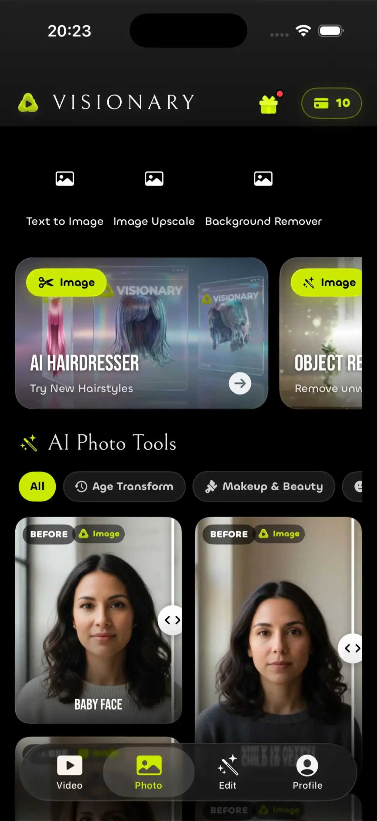 Visionary iOS app interface preview